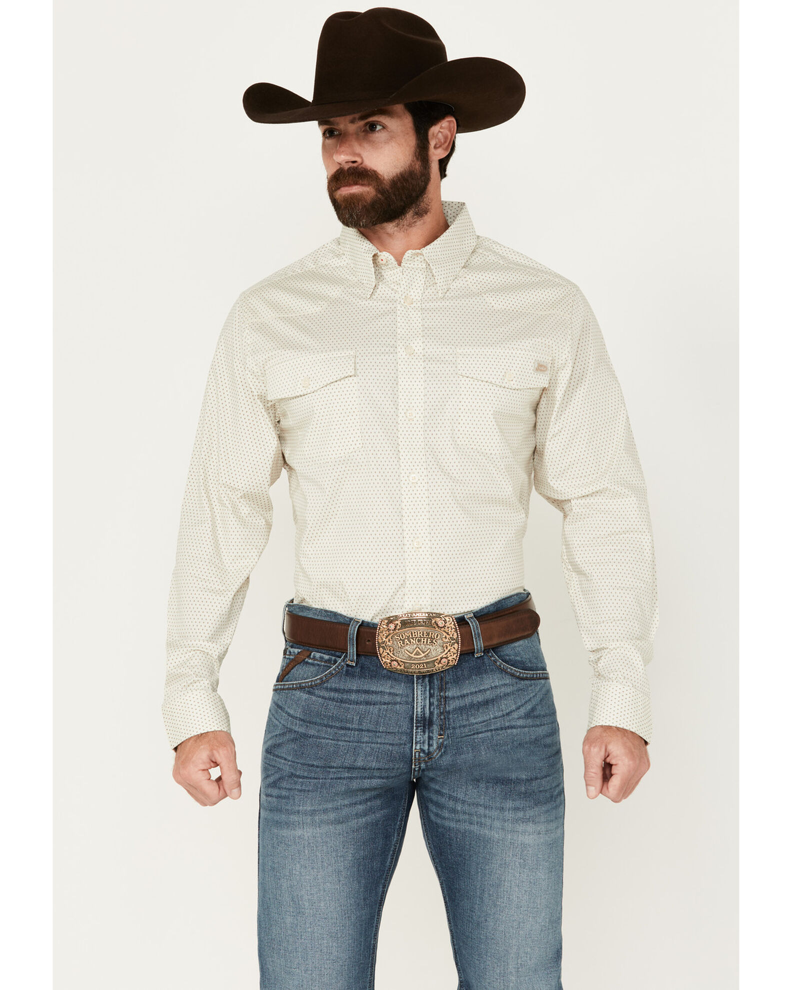Justin Men s Boot Barn Exclusive Geo Print JustFlex Long Sleeve Button Down Western Shirt Sheplers