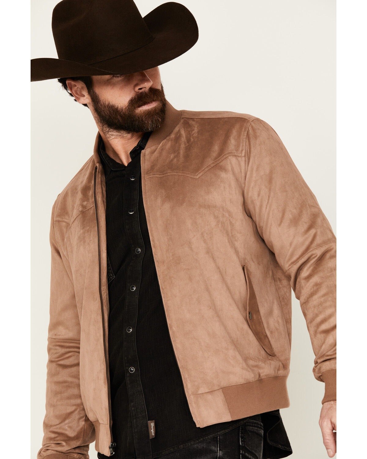 Image #2 - Moonshine Spirit Men's Flight Plan Faux Suede Bomber Jacket, Tan, hi-res