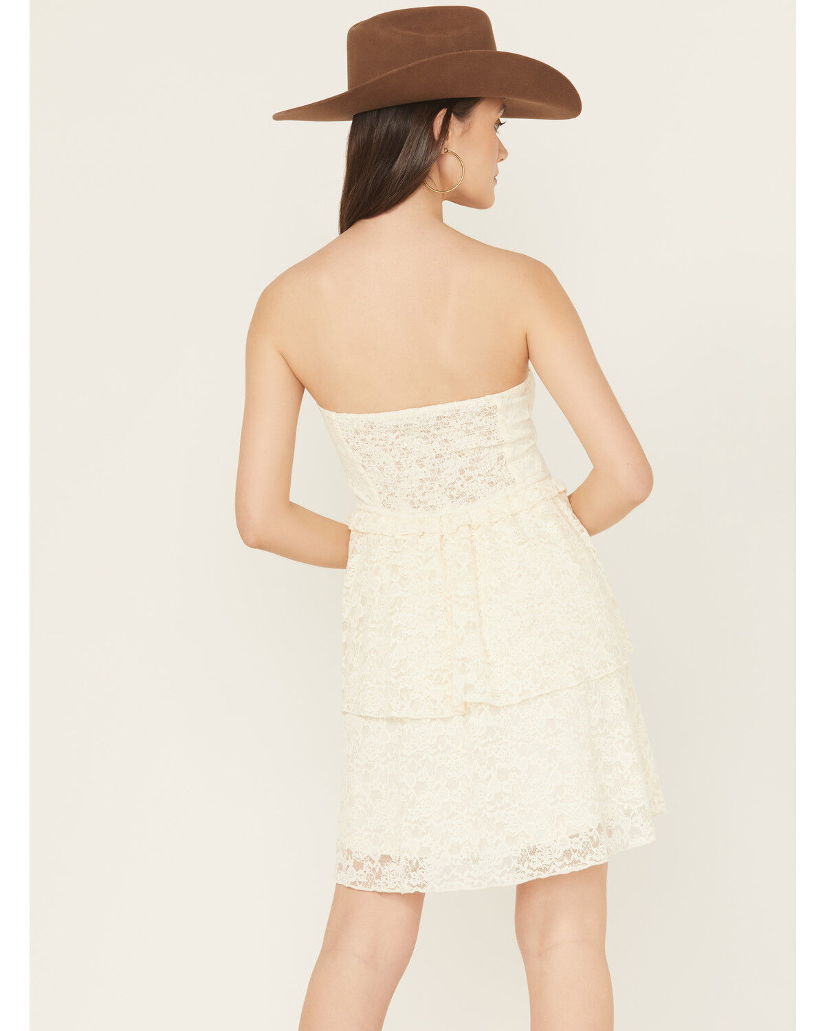 Image #4 - Originality Women's Boot Barn Exclusive Lace Tiered Mini Dress, Ivory, hi-res