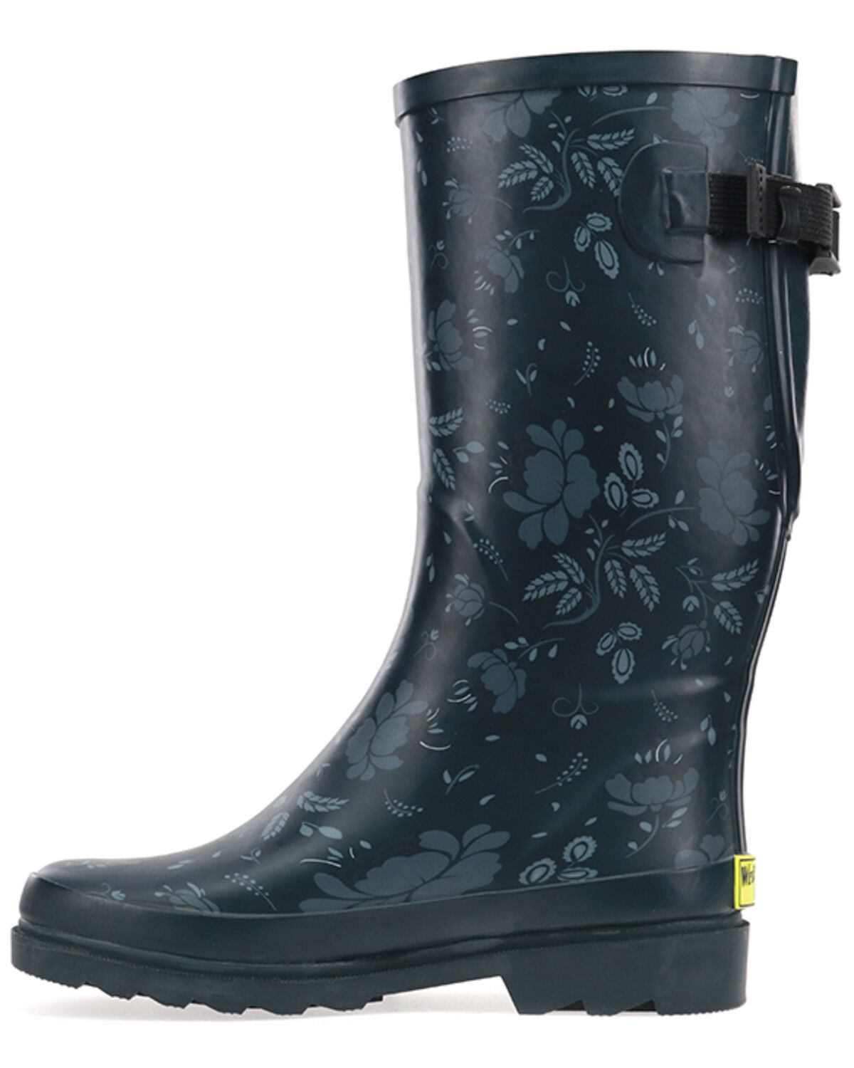 Image #2 - Western Chief Women's Feminine Floral Wide Calf Tall Rain Boots, Slate, hi-res