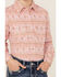 Panhandle Girls' Southwestern Print Long Sleeve Pearl Snap Western Shirt , Pink, hi-res