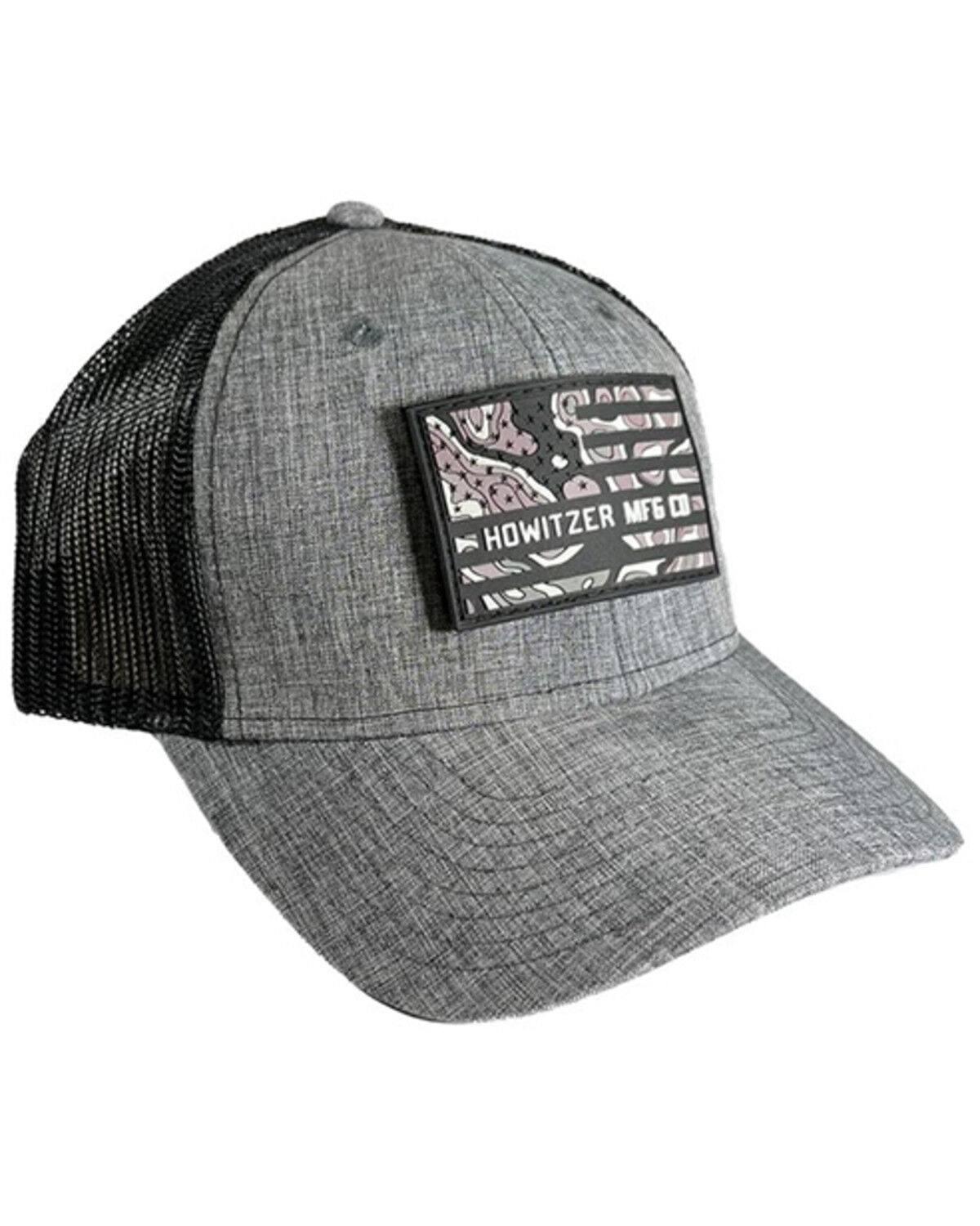 Image #1 - Howitzer Men's Camo Flag Patch Ball Cap, Heather Grey, hi-res