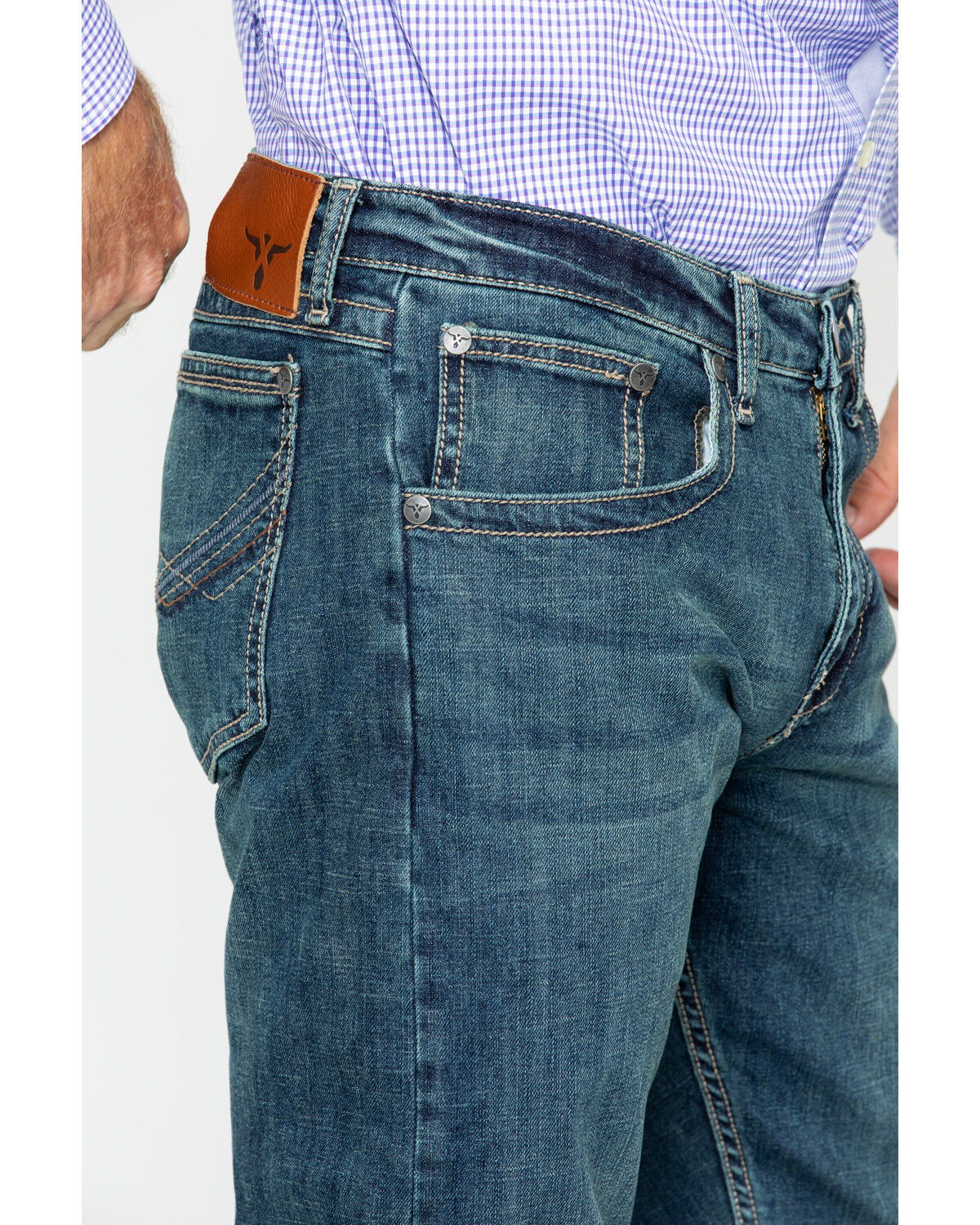 Image #4 - Wrangler Men's No.44 Slim Straight Leg McAllen Jeans, Blue, hi-res