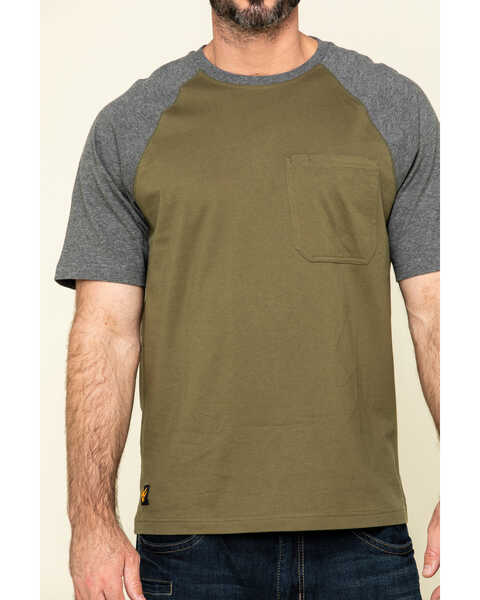 Image #4 - Hawx Men's Olive Midland Short Sleeve Baseball Work T-Shirt , Olive, hi-res