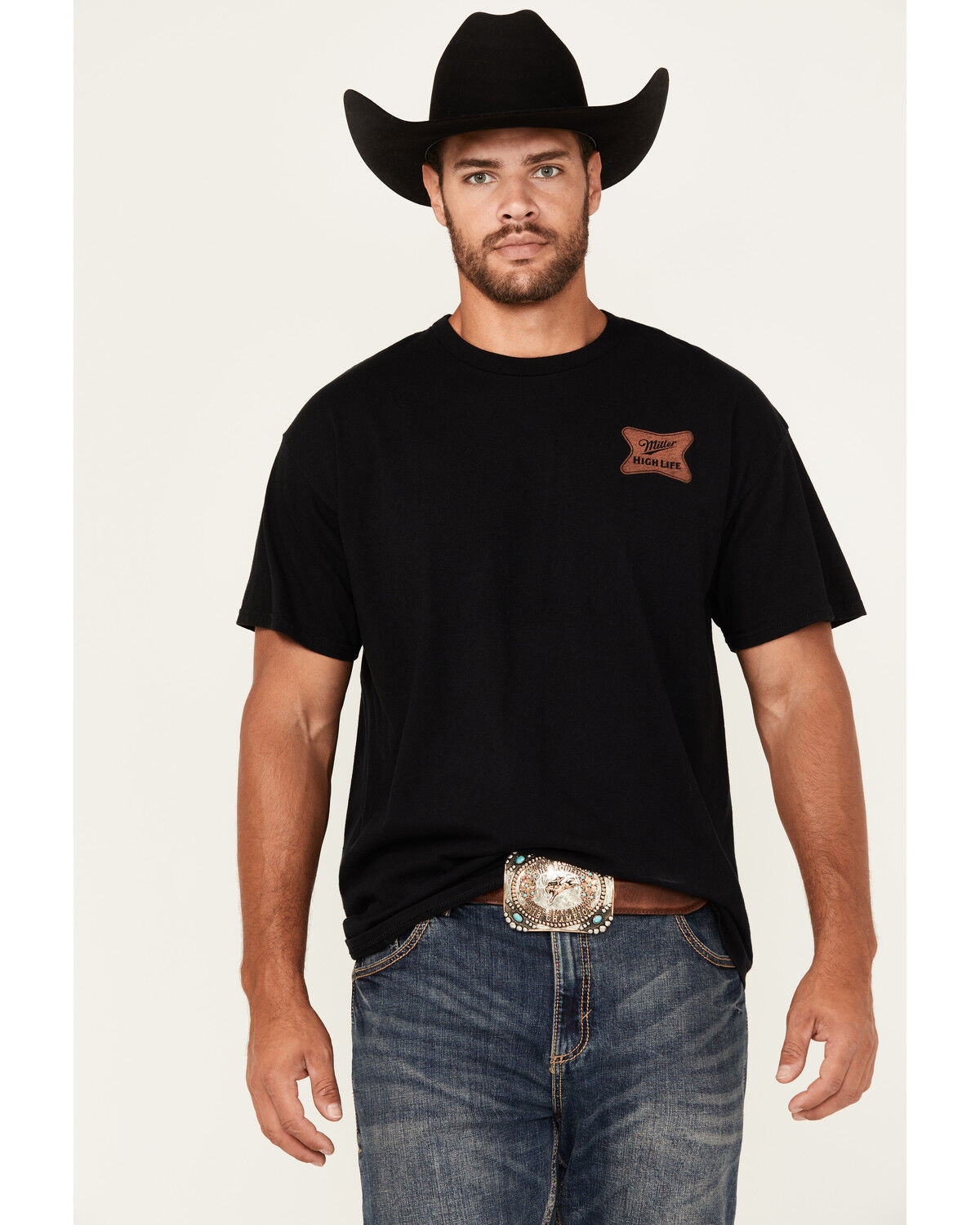 Image #2 - Miller Men's High Life Logo Short Sleeve Graphic T-Shirt, Black, hi-res