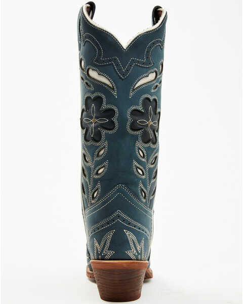 Image #5 - Laredo Women's Floral Underlay Western Boots - Snip Toe , Dark Blue, hi-res