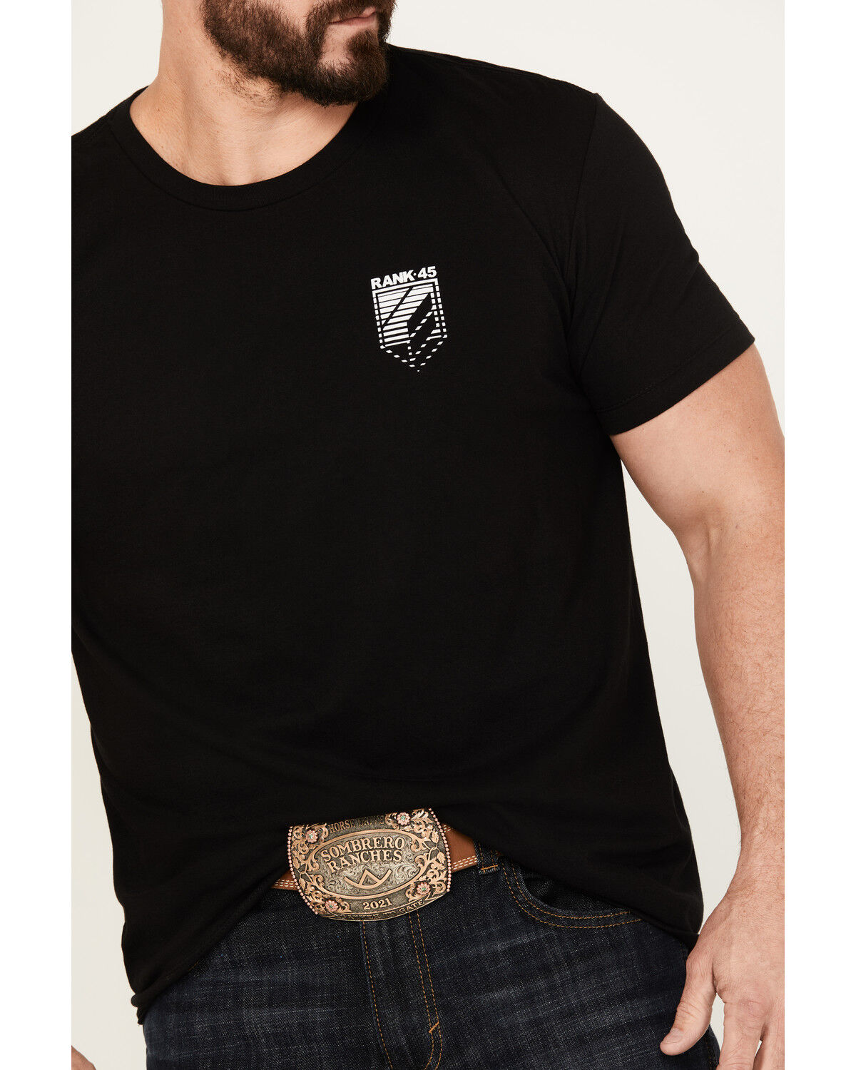 Image #2 - RANK 45® Men's Bronco Coral Short Sleeve Graphic T-Shirt, Black, hi-res