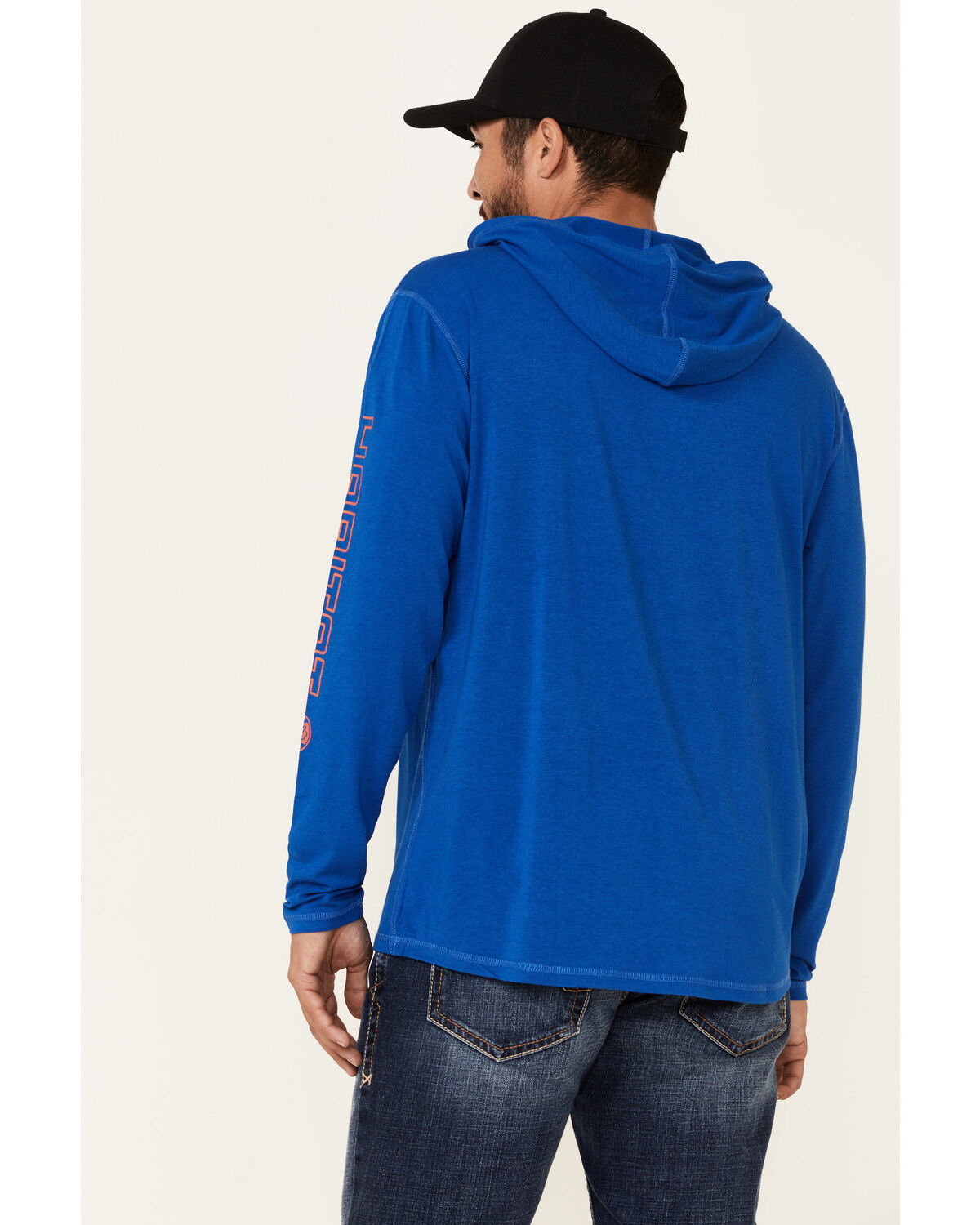 Image #4 - Hooey Men's Captain Bamboo Logo Long Sleeve Hooded T-Shirt, Blue, hi-res