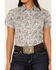 Rough Stock by Panhandle Women's Floral Print Short Sleeve Snap Western Shirt, Ivory, hi-res