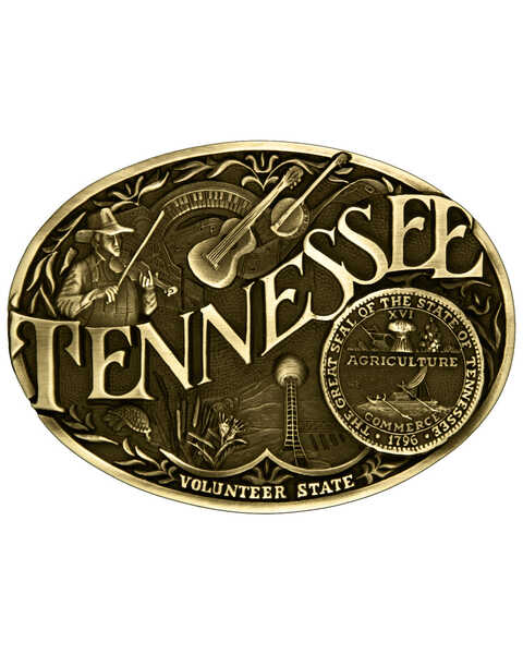 Image #1 - Montana Silversmiths Men's Tennessee State Heritage Attitude Belt Buckle, Gold, hi-res