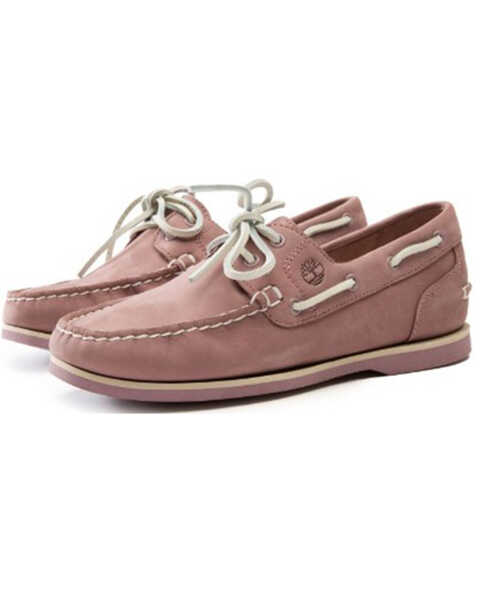 Timberland Women's Amherst 2 Eye Classic Lace-Up Boater Shoes - Moc Toe, Pink, hi-res