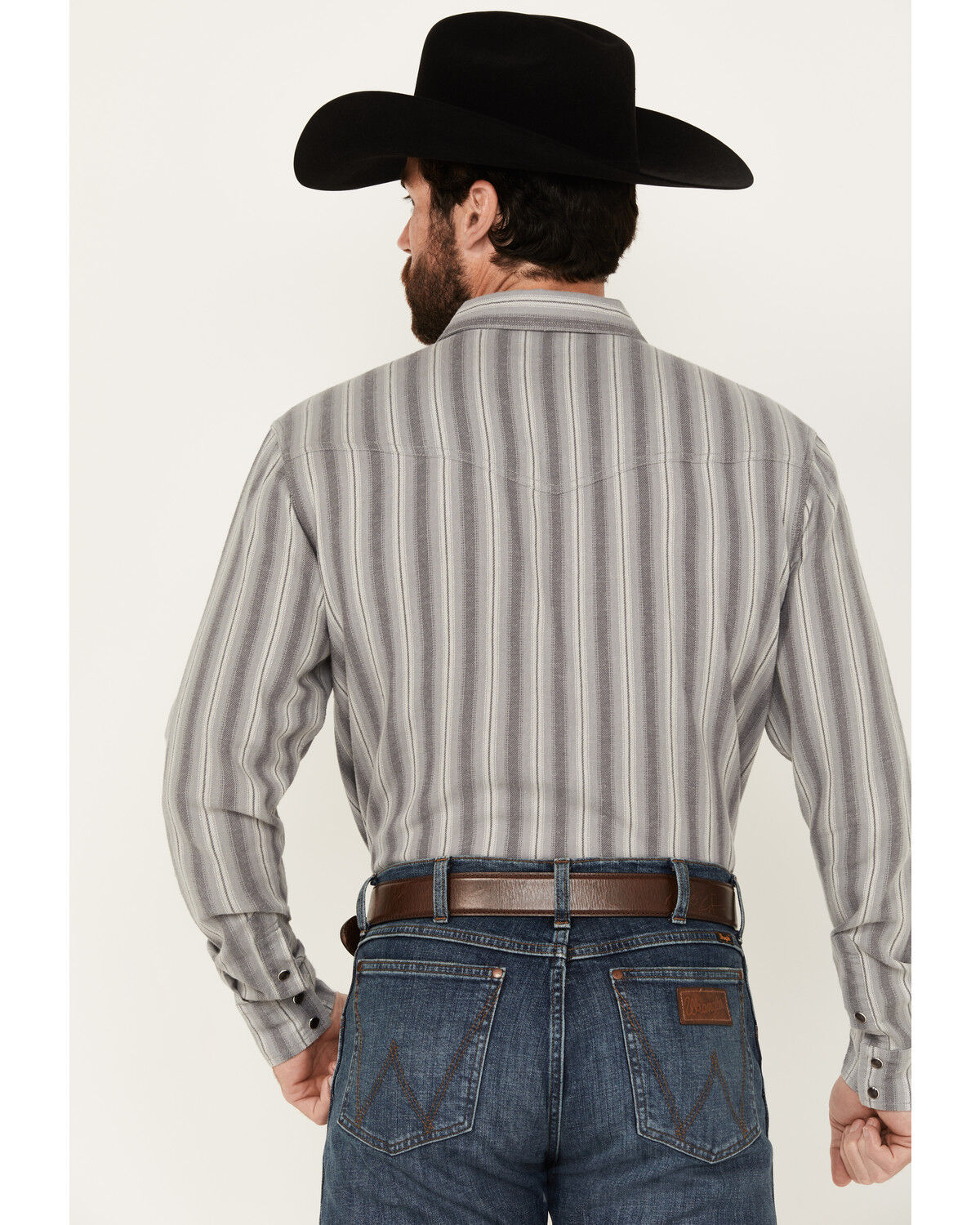 Image #4 - Blue Ranchwear Men's Freestone Striped Print Long Sleeve Snap Western Shirt, Light Grey, hi-res