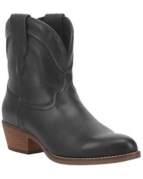 Dingo Women's Seguaro Leather Western Booties - Round Toe , Black, hi-res