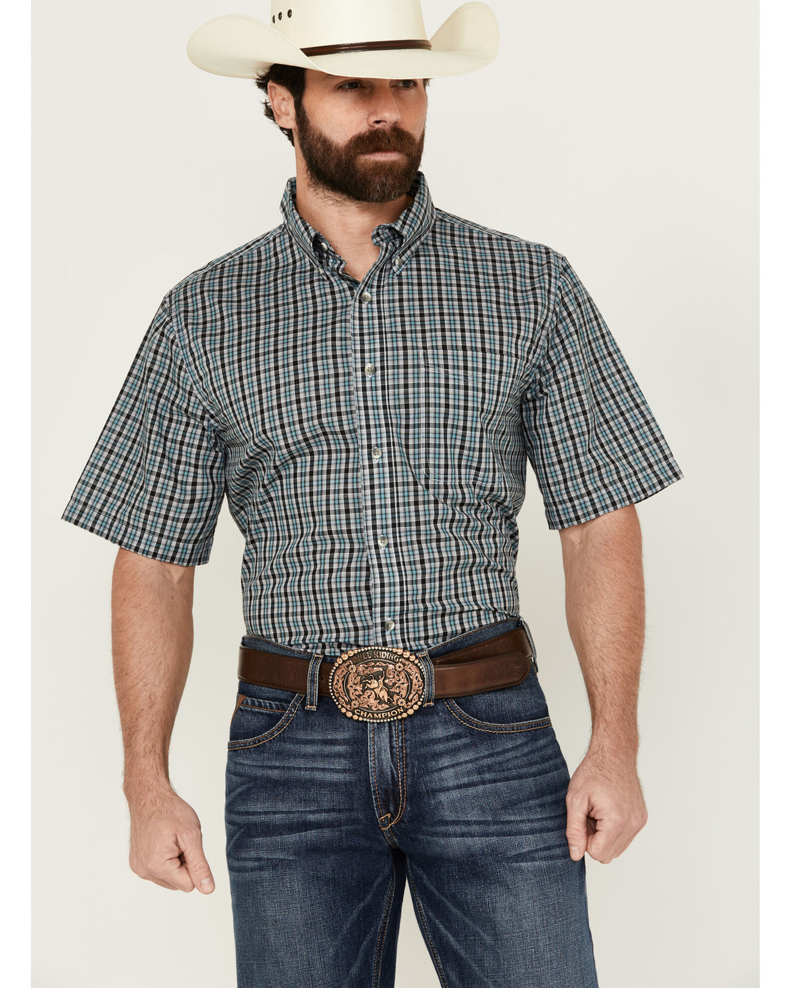 Wrangler Riata Men s Assorted Plaid Print Short Sleeve Button Down