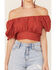 Image #2 - Beyond The Radar Women's Dot Print Tie Back Crop Top, Rust Copper, hi-res