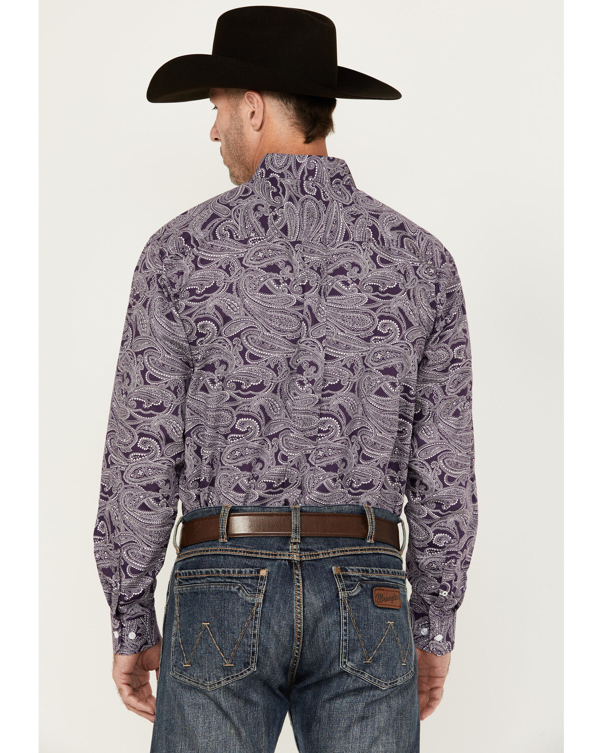 Image #4 - Cinch Men's Paisley Print Long Sleeve Button-Down Western Shirt, Purple, hi-res