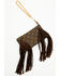 Vintage Boho Bags Women's Fringe Luxury Designer Monogram Logo Wristlet, Brown, hi-res