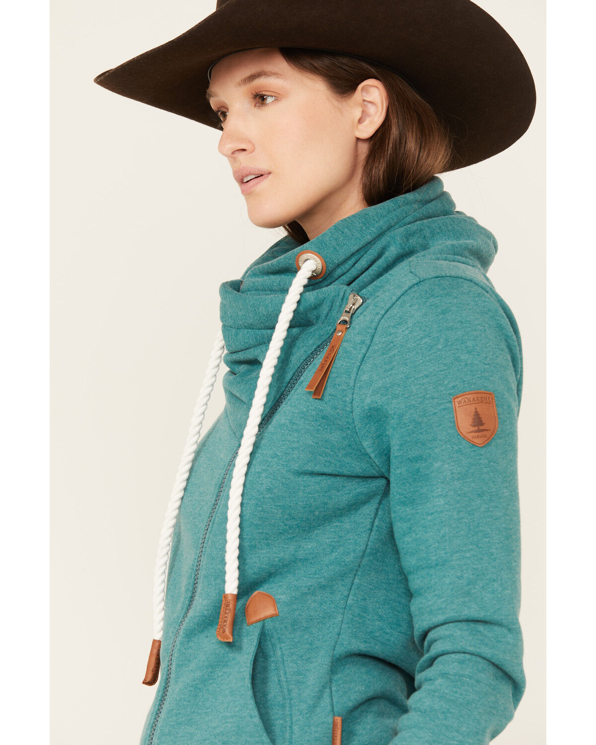 Image #2 - Wanakome Women's Hestia Asymmetrical Zip Hoodie, Teal, hi-res