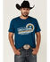 Image #1 - Cinch Men's Heather Teal The Brand Logo Graphic Short Sleeve T-Shirt, Teal, hi-res