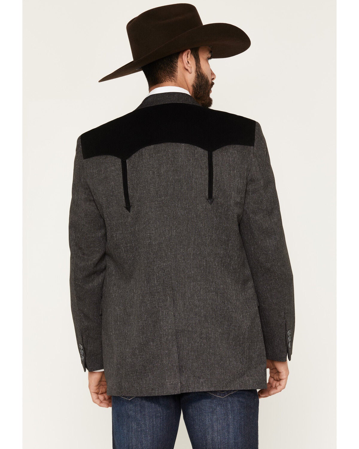 Image #4 - Circle S Men's Boise Western Suit Coat - Short, Reg, Tall, Hthr Charcoal, hi-res