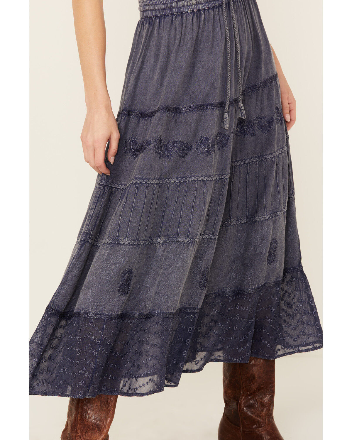 Image #2 - Gunit Women's Embroidered Midi Skirt, Navy, hi-res