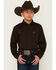 Image #1 - Cinch Boys' Solid Long Sleeve Button-Down Western Shirt, Brown, hi-res