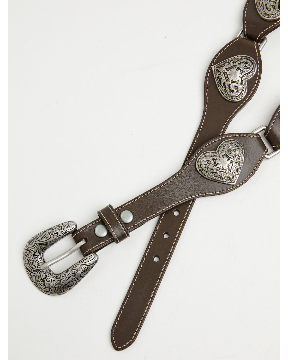 Image #3 - Shyanne Women's Hanna Heart Concho Belt, Brown, hi-res