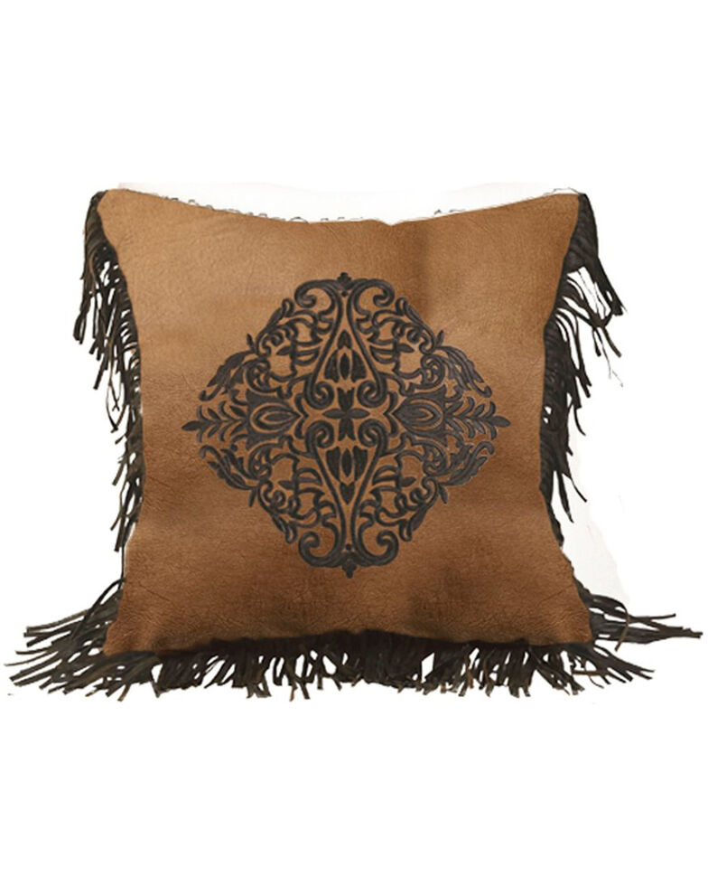 HiEnd Accents Austin Embroidered Faux Leather Pillow, Multi, hi-res