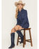 Image #2 - Wrangler Women's Dark Wash Long Sleeve Western Denim Mini Shirt Dress, Dark Wash, hi-res
