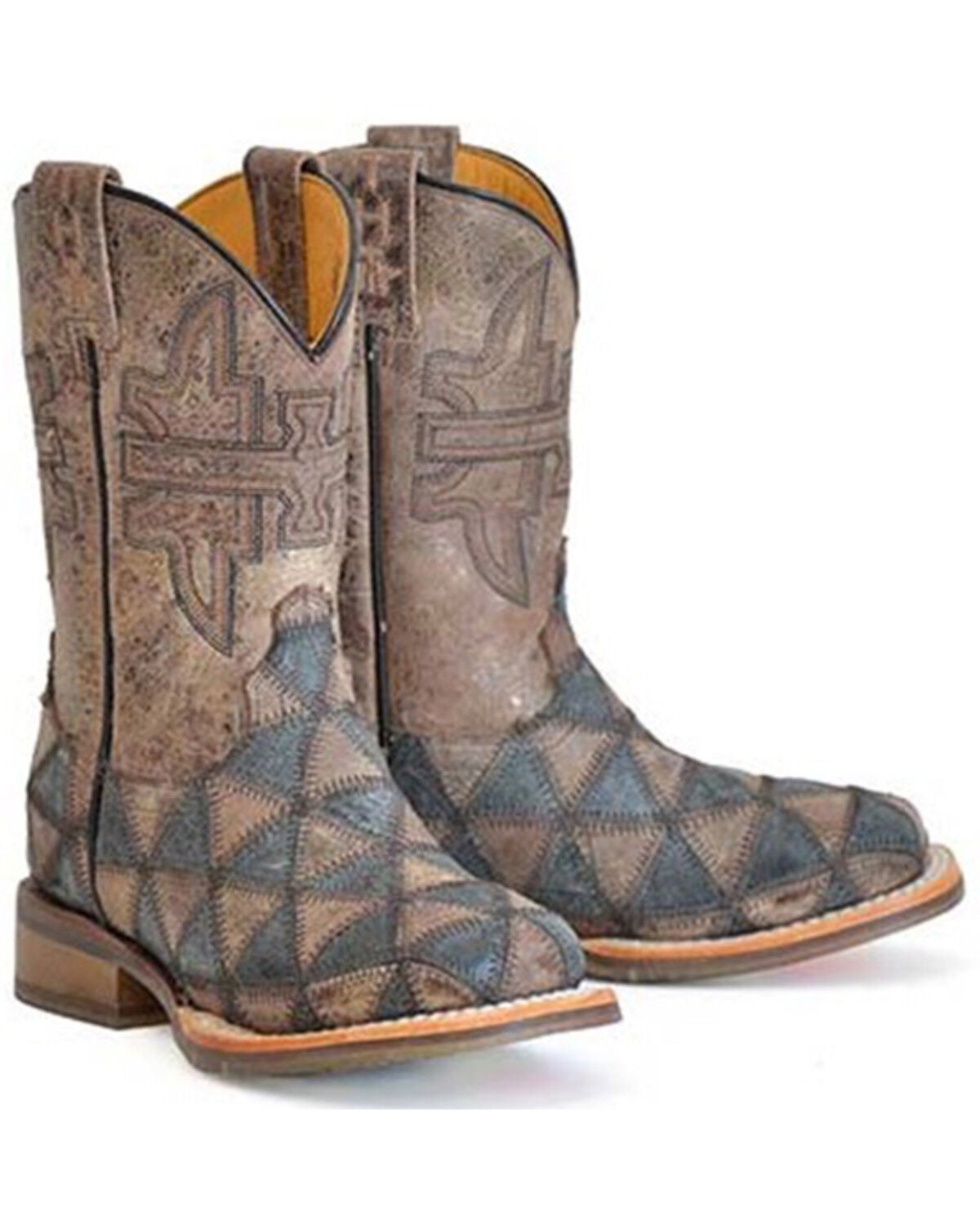 Tin Haul Boys' Triangulum Western Boots - Broad Square Toe, Black, hi-res