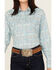 Image #3 - Rough Stock Women's Southwestern Print Long Sleeve Pearl Snap Stretch Western Shirt , Turquoise, hi-res