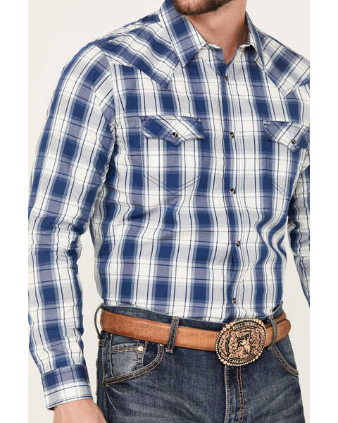 Image #3 - Cody James Men's Barrel Plaid Print Long Sleeve Snap Western Shirt - Tall, Navy, hi-res