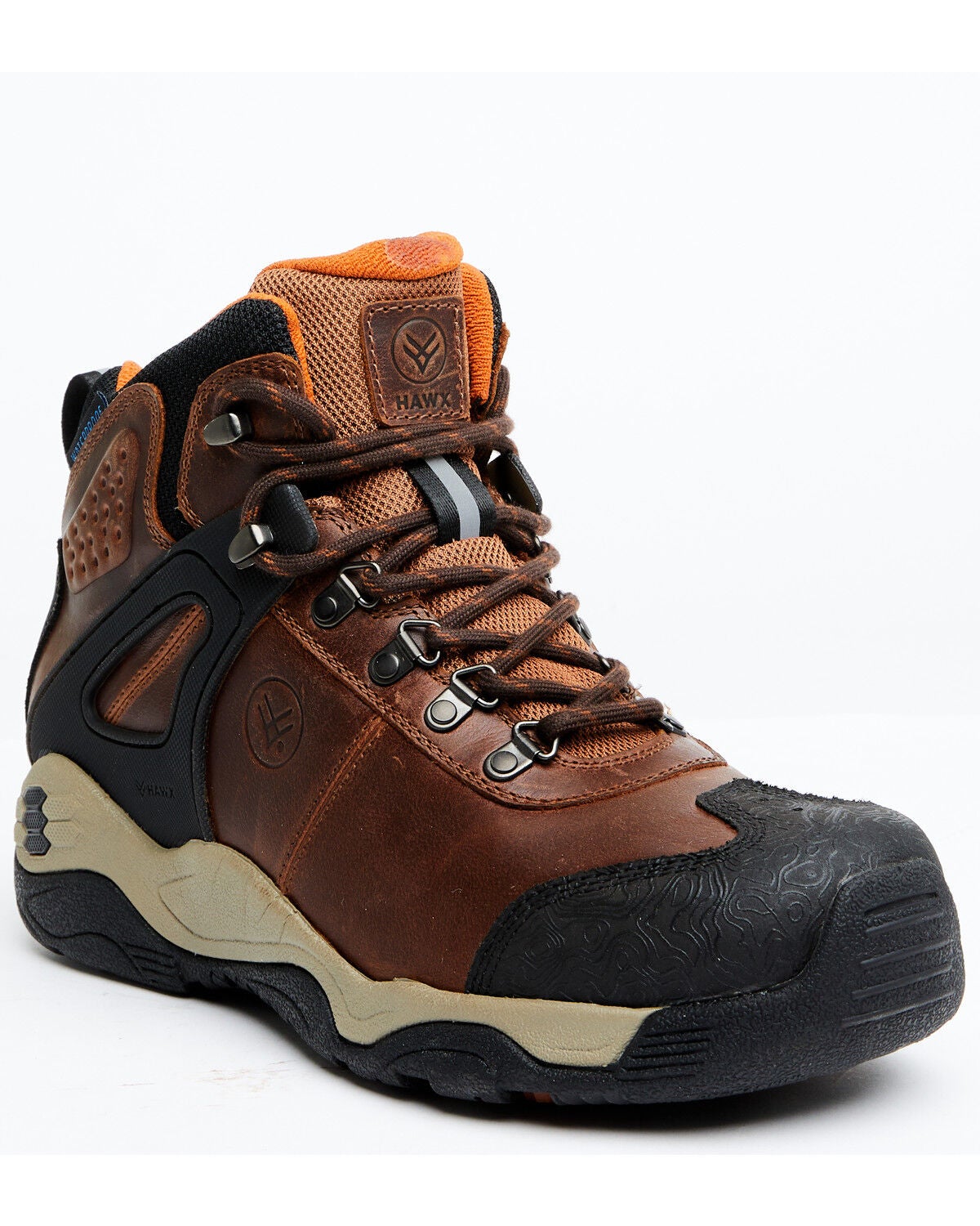 Hawx Men's 5" Talon Umber Waterproof Lace-Up Hiking Work Boot - Soft Toe, Dark Brown, hi-res