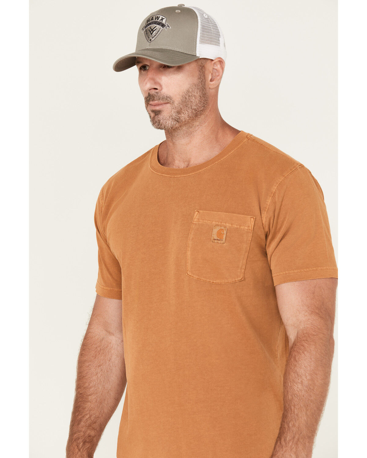 Image #2 - Carhartt Men's Re-Engineered Relaxed Fit Lightweight Short Sleeve Garment Dyed Pocket T-Shirt, Tan, hi-res