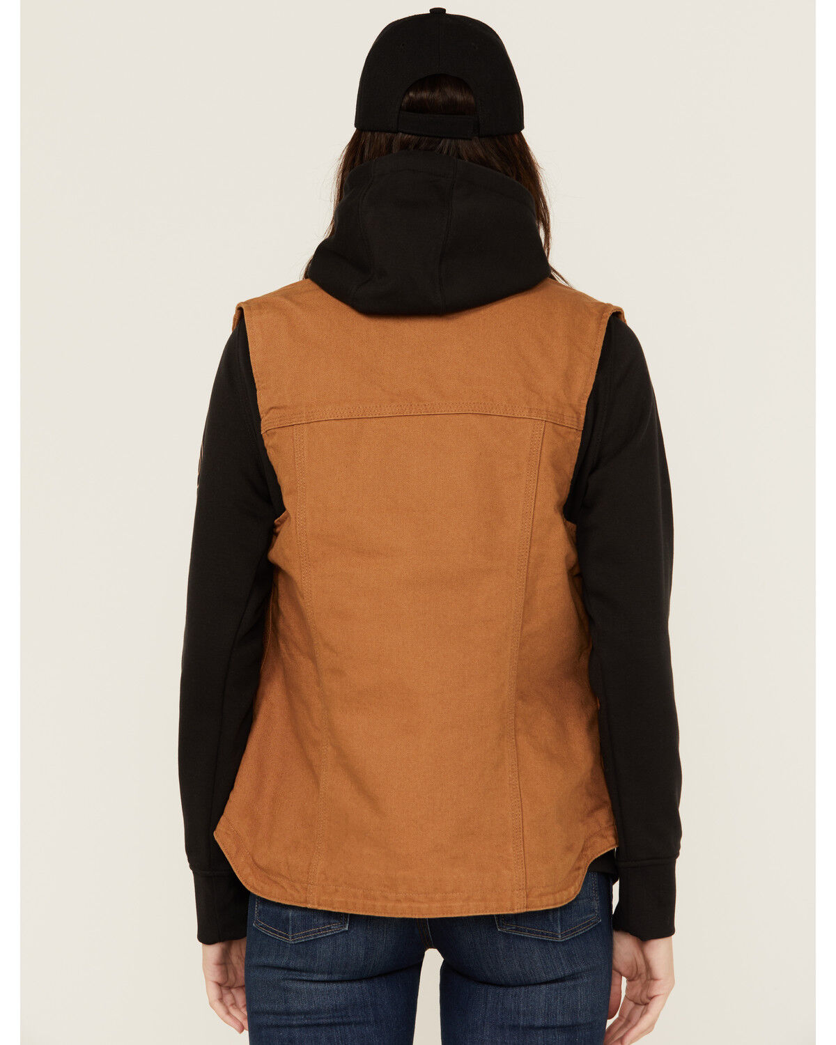 Image #4 - Carhartt Women's Washed Duck Sherpa Lined Vest, Brown, hi-res