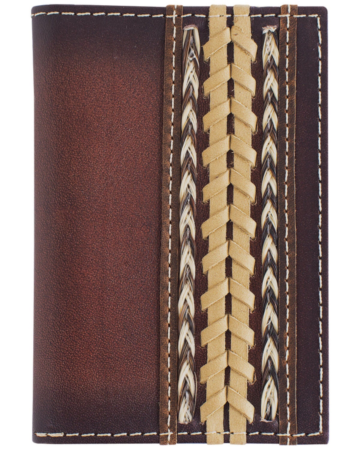 Image #1 - Cody James Men's Braided Horsehair Leather Bifold Wallet, Brown, hi-res