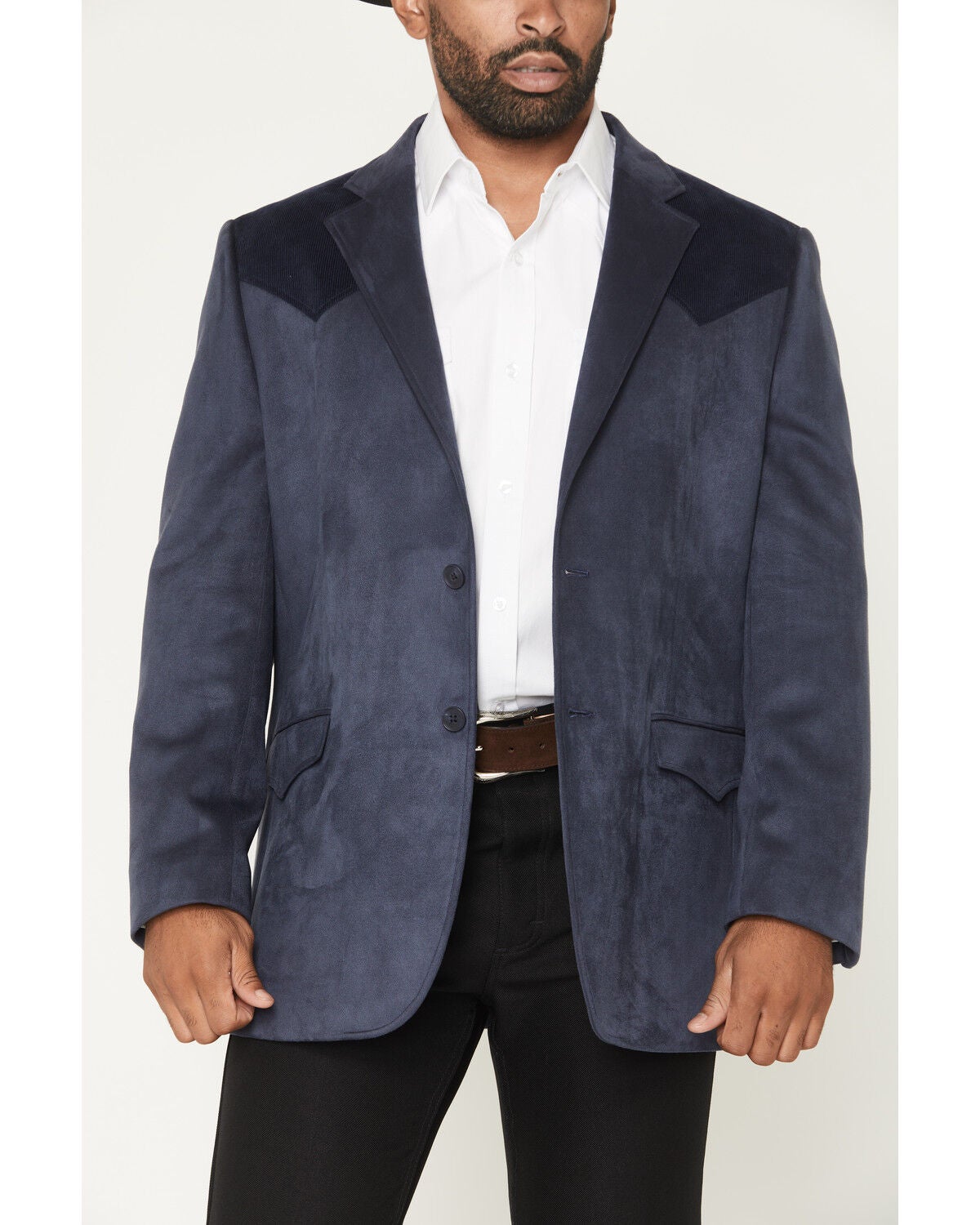 Image #3 - Cody James Men's Twin City Faux Suede Sportcoat, Navy, hi-res