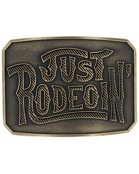 Image #1 - Montana Silversmiths Dale Brisby Just Rodeoin' Attitude Belt Buckle, Brass, hi-res