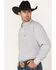 George Strait by Wrangler Men's Long Sleeve Button Down One Pocket Print Western Shirt, Red, hi-res