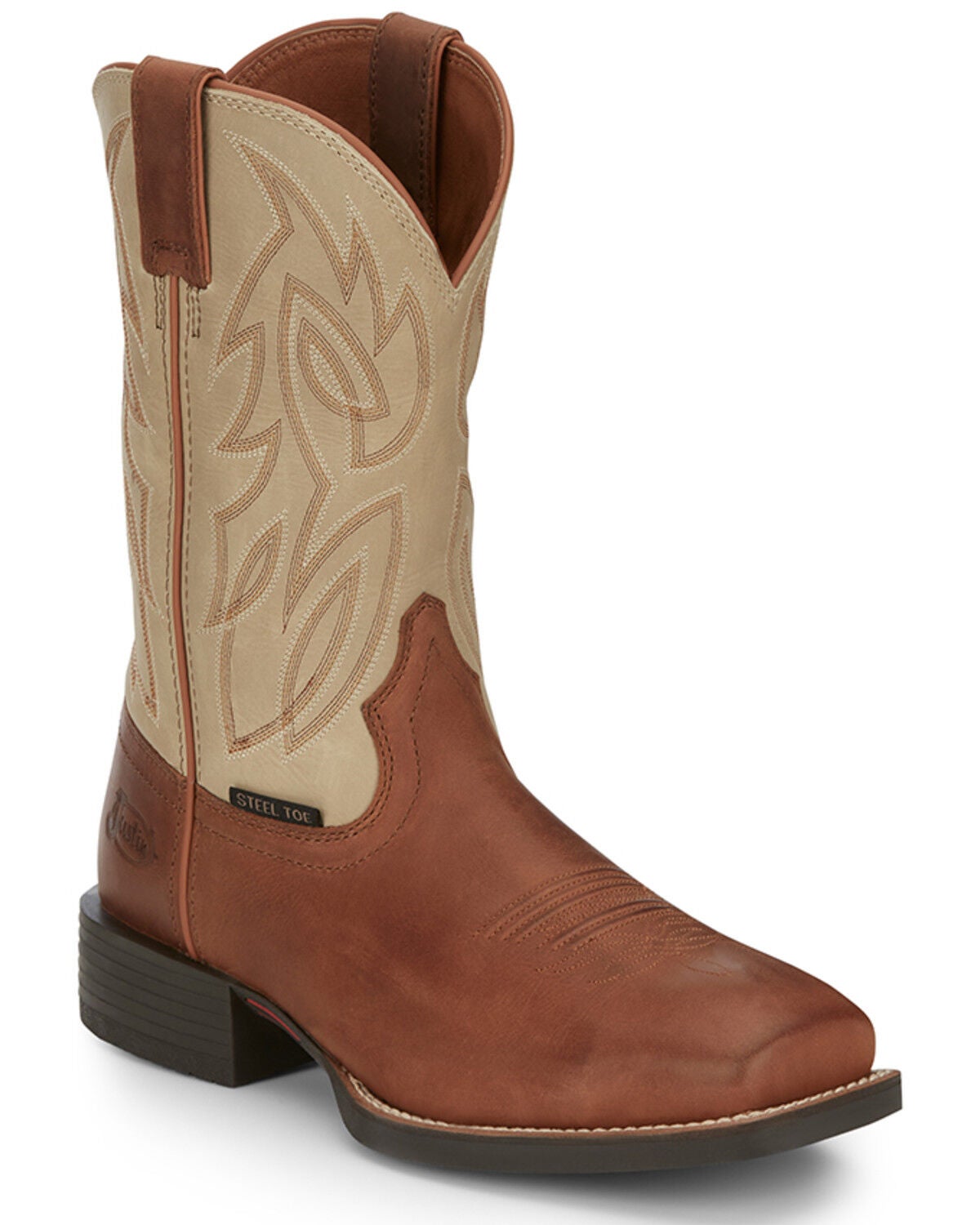 Justin Men's Canter Work Boots - Steel Toe, Brown, hi-res