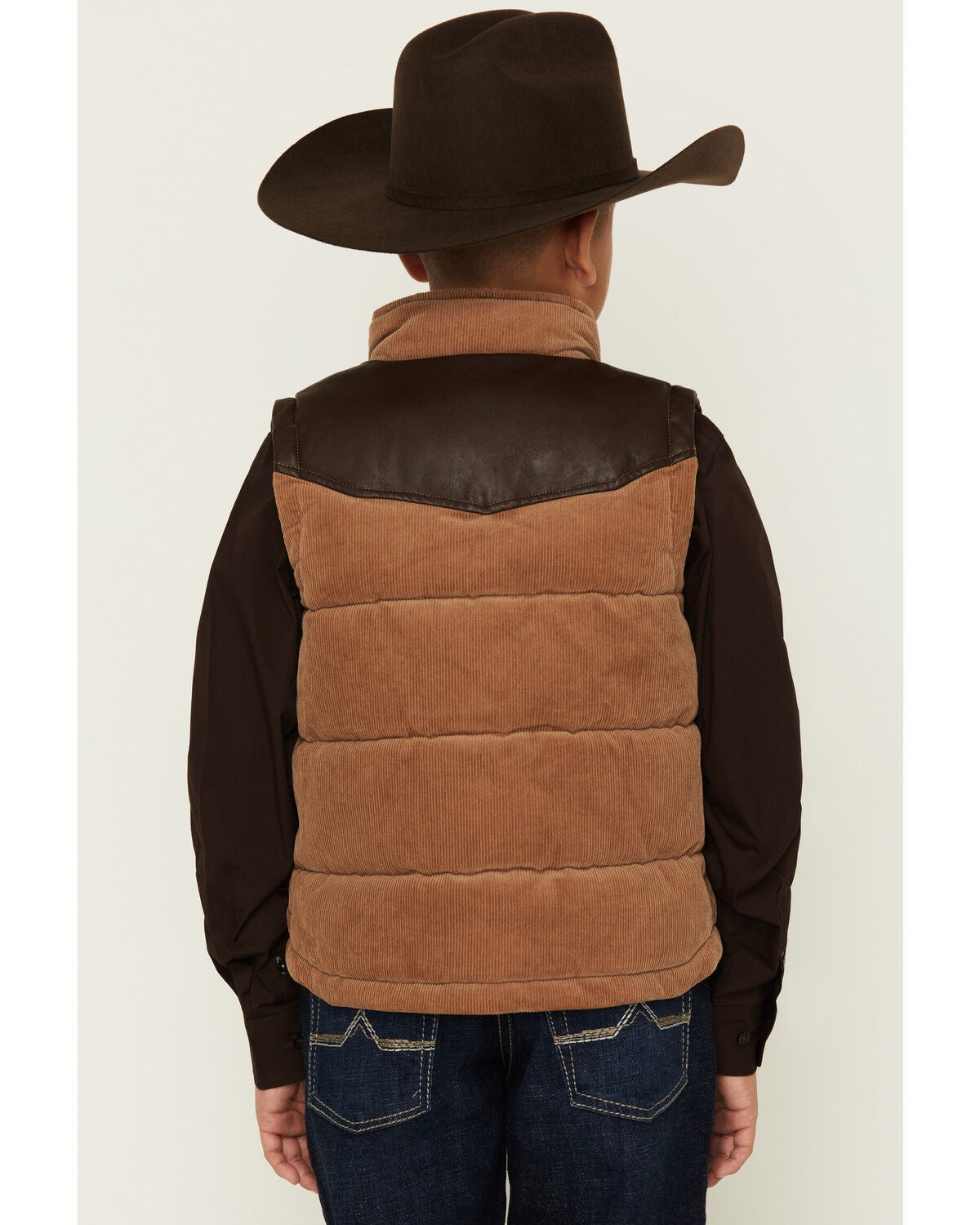 Image #4 - Cody James Boys' Lonoke Corduroy Faux Leather Vest, Tan, hi-res