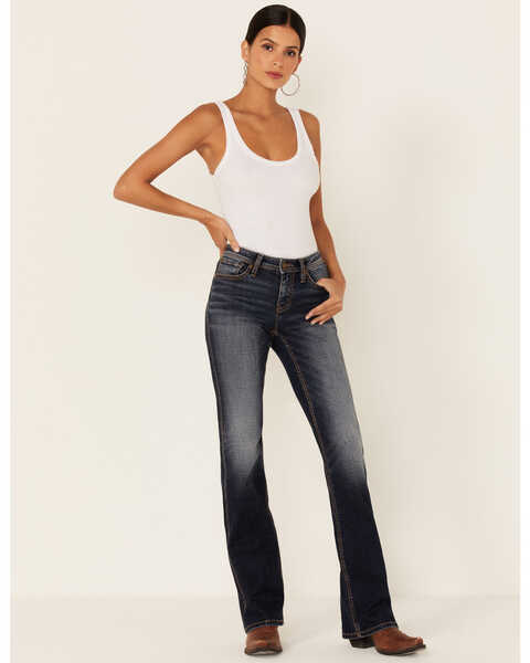 Shyanne Women's Medium Dark Wash Mid-Rise Coolmax Bootcut Denim Jeans, Medium Blue, hi-res