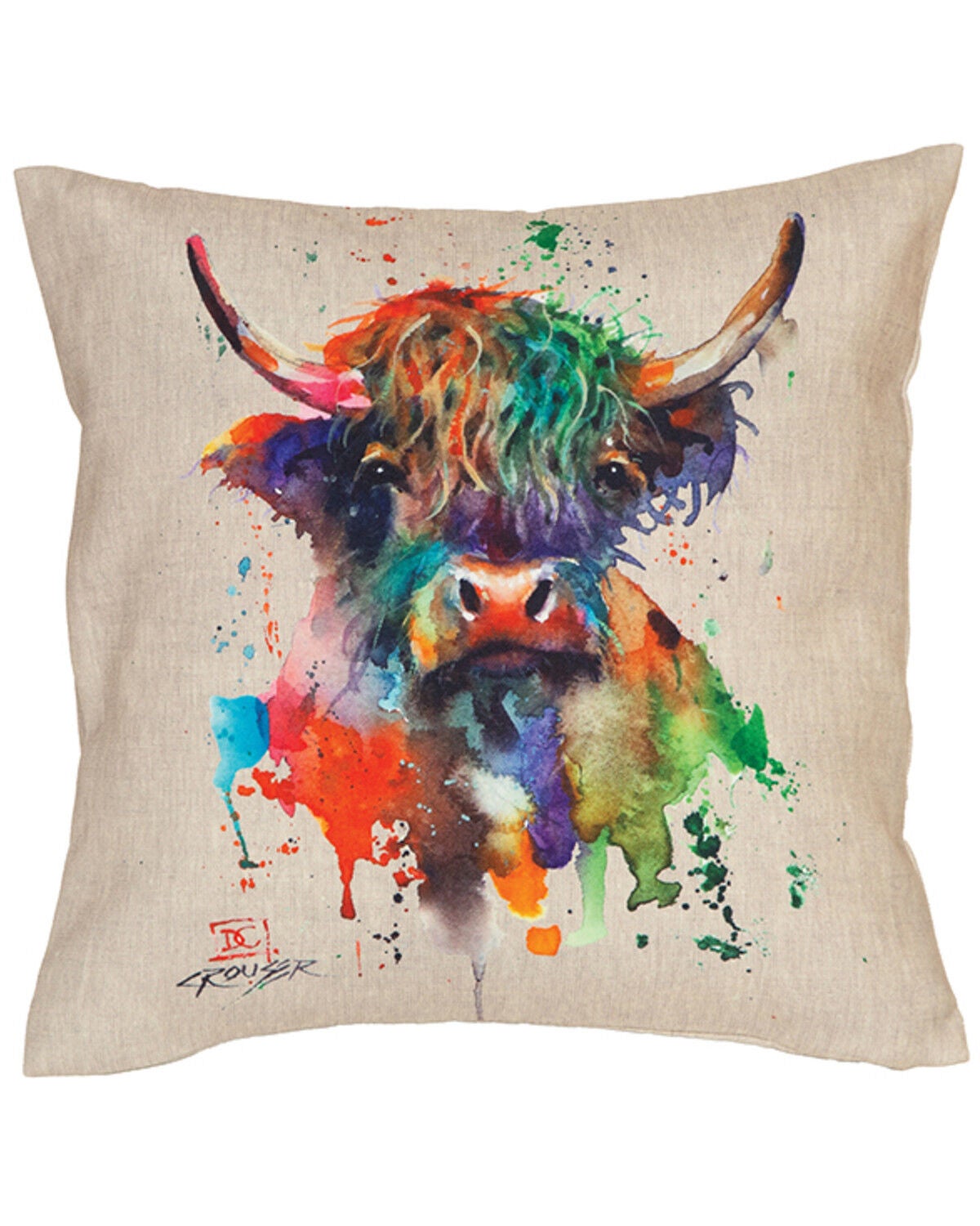 Image #1 - Carstens Home Highland Cow Outdoor Pillow, Multi, hi-res