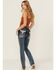 Image #1 - Grace in LA Women's Medium Wash Mid Rise Thunderbird Pocket Bootcut Stretch Denim Jeans, Medium Wash, hi-res
