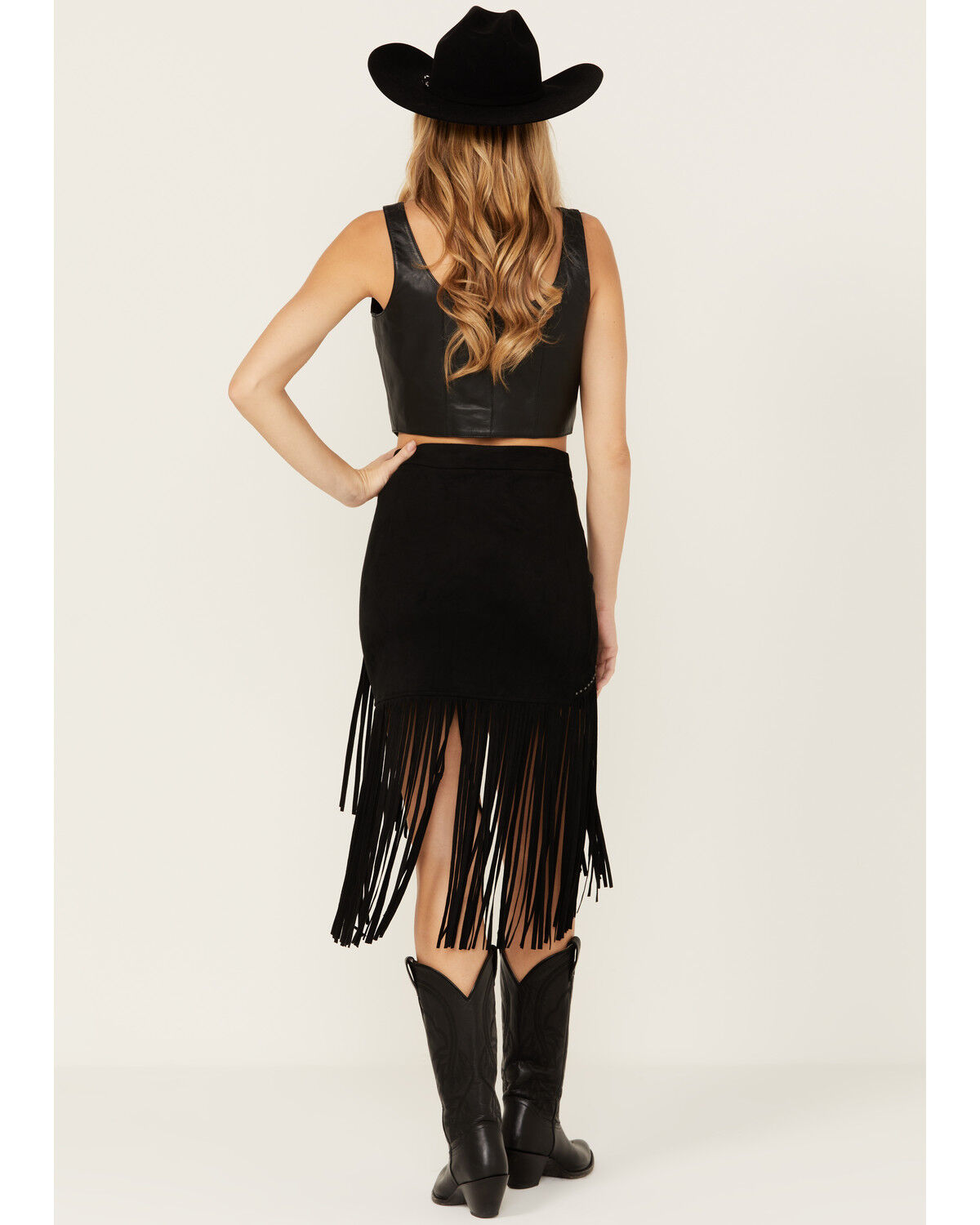 Image #3 - Idyllwind Women's Shiloh Asymmetrical Faux Suede Skirt, Black, hi-res