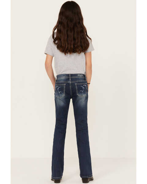 Grace in LA Girls' Medium Wash Horse Outline Bootcut Jeans, Blue, hi-res