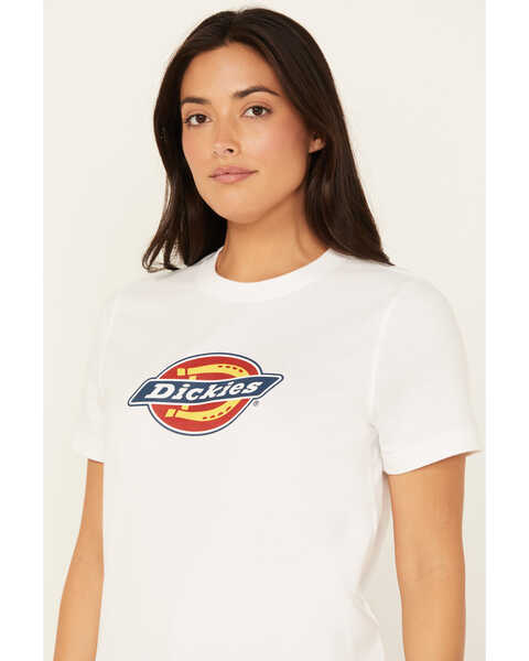 Image #2 - Dickies Women's Tri-Color Logo Short Sleeve Tee, White, hi-res