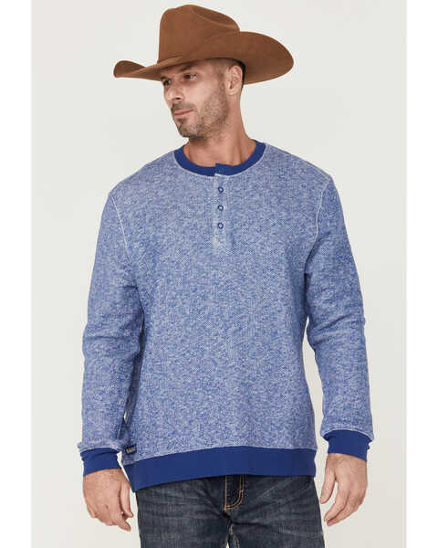 Rank 45 Men's Drover 1/4 Snap Front French Terry Pullover Sweatshirt, Blue, hi-res