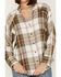 Image #4 - Cleo + Wolf Women's Raw Edge Raglan Sleeve Button Up Shirt, Cream, hi-res