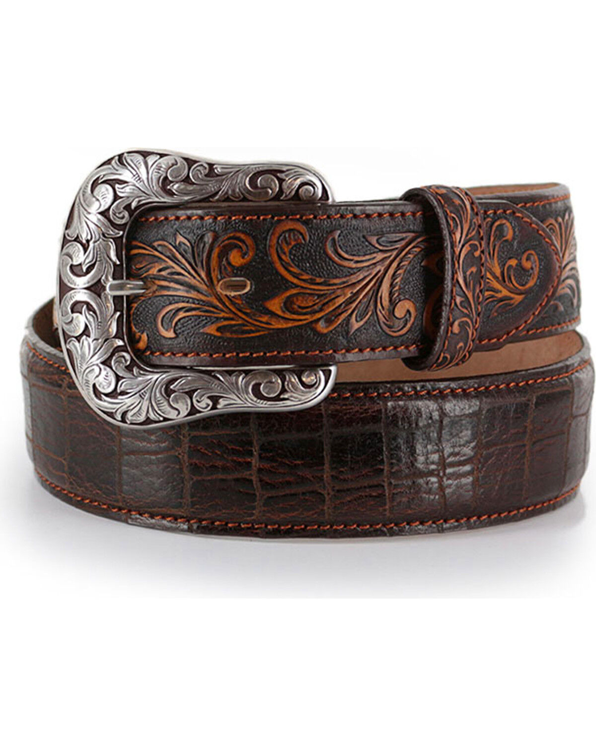 Image #1 - Tony Lama Men's Pinto Classic Leather Belt, Brown, hi-res
